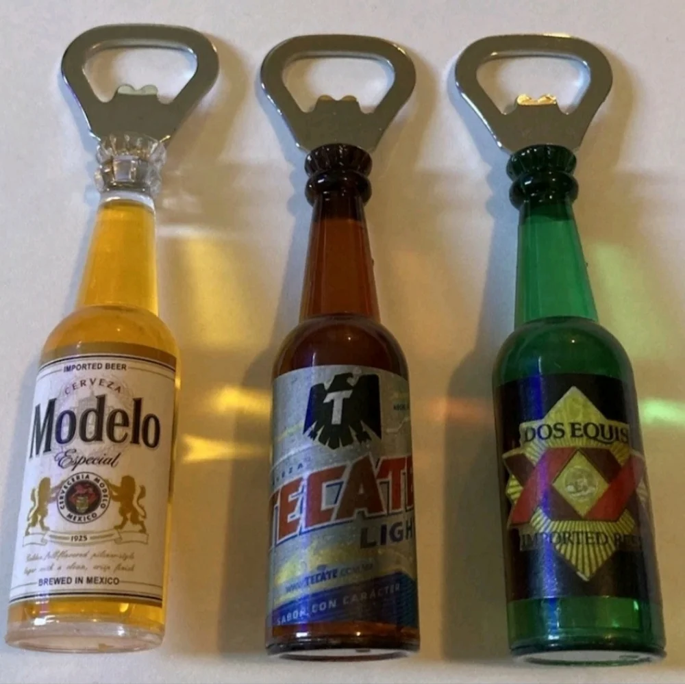 Bottle Openers Mini Beer Modelo Tecate Fridge Magnets Set Of 3. New
